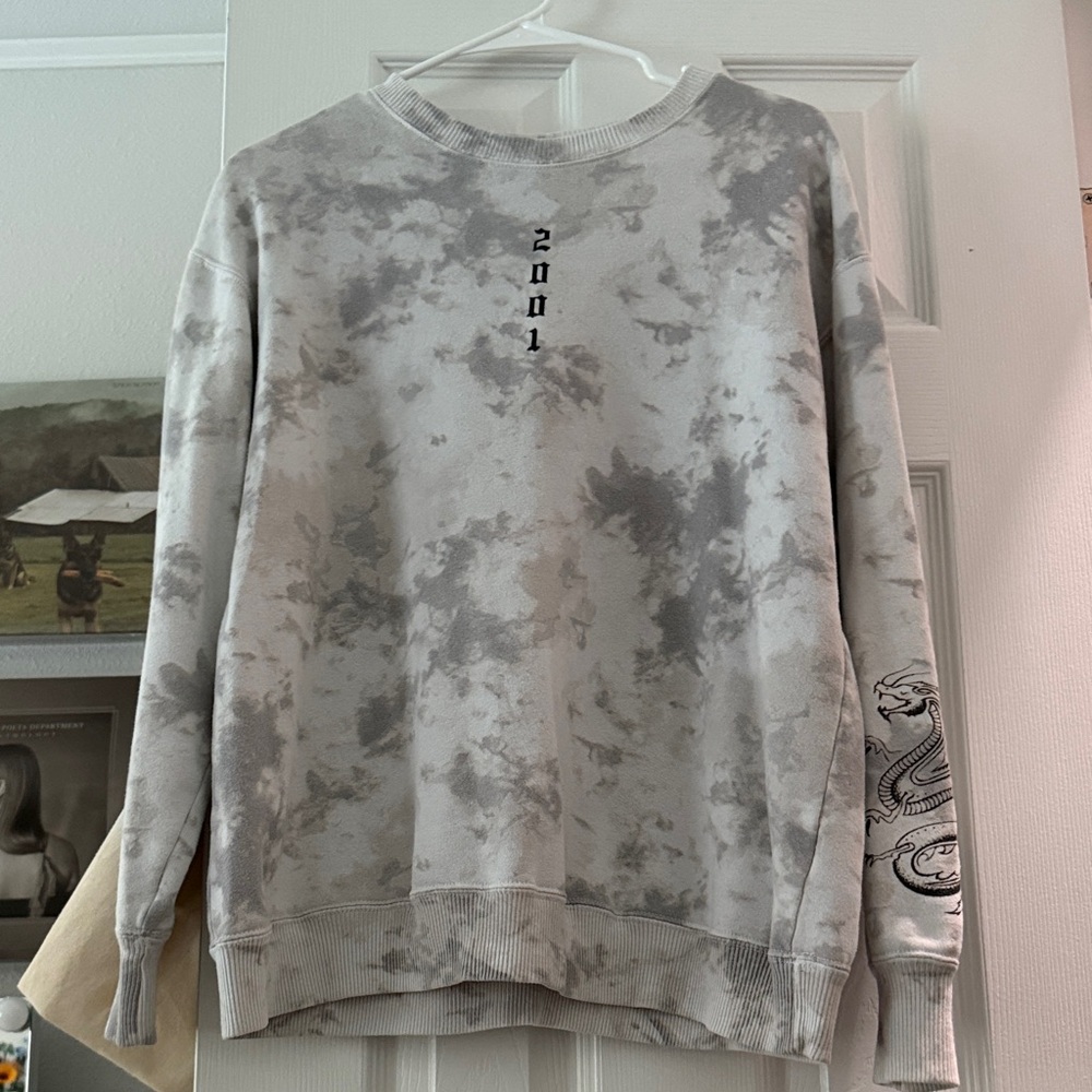 Hollister Gray Tie-Dye Crewneck Sweater